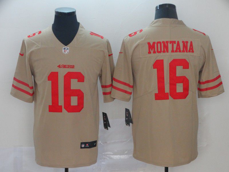 Men San Francisco 49ers #16 Montana 2019 Vapor Untouchable Nike Yellow Inverted Legend NFL Jerseys